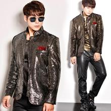 clothes men suits designs homme terno stage costumes for singers Color gradient sequins jacket men blazer dance star style 2024 - buy cheap