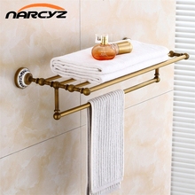 European style Bathroom Shelves Antique Brass With Ceramic Towel Rod Towel Rack Hangers Luxury Bar Bathroom accessories  9229K 2024 - buy cheap