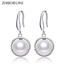 Zhboruini 2019 brincos de pérola 9-10mm, brinco de pérola natural 925, joias de prata esterlina para mulheres, acessórios de joias fashion 2024 - compre barato
