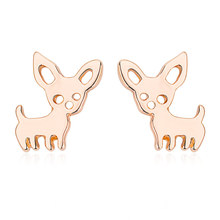 10 pairs/lot Animal Earrings Rose Gold Silver Color Small Dog Stud Earring For Women Men Hollow Charm Cute Pet Puppy Ear Jewelry 2024 - buy cheap