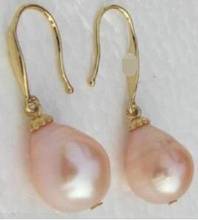 HOT 10-14MM AAA+ NATURAL SOUTH SEA PINK PEARL EARRING  GOLD HOOK 2024 - buy cheap