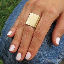 1pc Womens Mens Stylish Punk Rock Cool Simple Gold/Silver Square Ring Gift 2 Colors 2024 - buy cheap