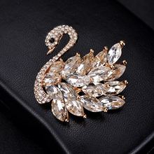 Girls Rhinestone Zinc Alloy Lovely Swan Brooch Fashion Luxury Crystal Brooch Pin Badge Gift Accessories Wholesale BH-007 2024 - buy cheap