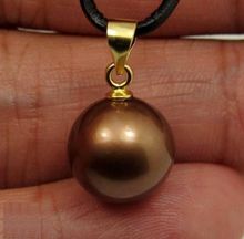 Caliente AAA enorme 14mm Chocolate perla de concha del Mar del Sur colgante envío gratuito 2024 - compra barato
