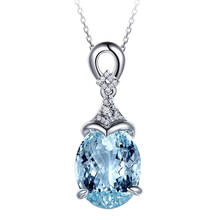Простой Элегантный женский одиночный синий горный хрусталь кулон ожерелье цепь ювелирные изделия 2024 - купить недорого
