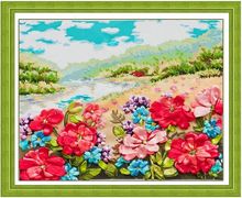 Needlework,DIY Ribbon Cross stitch Sets for Embroidery kit, Beautiful flowers floral Cross-Stitch handcraft wall home decor 2024 - buy cheap