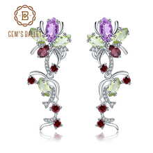 GEM'S BALLET Flower Multicolor Natural Peridot Amethyst Garnet 925 Sterling Silver Vintage Drop Earrings Fine Jewelry for Women 2024 - buy cheap