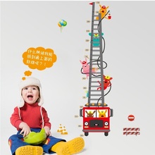 Cartoon Fire Bus Height Measure Wall Sticker For Children Room Pvc Growth Chart Home Decals Traffic Mural Art Wallposter 2024 - buy cheap