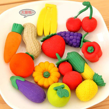 20pcs/lot Fruits and Vegetables Eraser Cute Cartoon Style Eraser School Office Supplies Stationery Retail Wholesale Papelaria 2024 - buy cheap