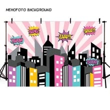 Mehofond Photography Backdrops Superhero Birthday Party Supergirl City Sky Building Baby Shower Photobooth Photocall Background 2024 - buy cheap