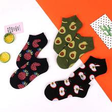 Calcetines tobilleros divertidos de algodón para hombre y mujer, calcetín con diseño de aguacate, piña, cereza, manzana, fruta, a la moda, para verano 2024 - compra barato