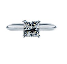 1Ct принцесса бриллиант обручальное кольцо Твердые 14k, свадебный набор из белого золота, кольцо для женщин, AU585 ювелирные изделия 2024 - купить недорого