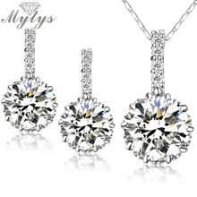 Mytys-collar de cristal brillante de alta calidad, pendientes blancos GP, conjunto de joyería de boda, regalo N1313 2024 - compra barato