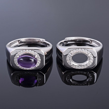 Meibapj 7*9 anel de ametista natural, anel com pedra preciosa para moda/suporte vazio para homens, joias com berloque fino de prata esterlina 925 real 2024 - compre barato