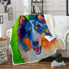 Dropship DIY Colorful Dog Print Throw Blanket on The Bed Boho Sherpa Fleece Blanket Luxurious Velvet Plush Sofa Plaid Manta 2024 - buy cheap