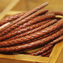 2m/lot 3mm 4mm 5mm brown Round Braided Genuine Leather Cord Coffee Cow Leather Cords String Rope Bracelet Findings DIY Jewelry 2024 - buy cheap