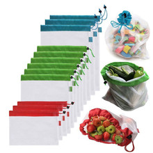1PC Reusable Mesh Produce Bags Washable Eco Friendly Bags for Grocery Shopping Storage Fruit Vegetable Handbag Shopping Bags 2024 - buy cheap