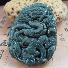 Beautiful Natural Green HeTian Jade Carved Chinese Dragon Amulet Lucky Pendant + Free Necklace Certificate Fine Jewelry 2024 - buy cheap