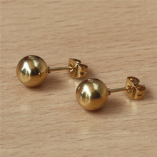 TQ02 316 L Stainless Steel Stud Earrings Gold-Color Vacuum Plating No Easy Fade Allergy Free Size 8mm 2024 - buy cheap