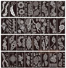 50pcs/lot henna tattoo stencils for painting body art glitter tatoo stencil templates on hand feet Indian Arabic designs sheets 2024 - buy cheap