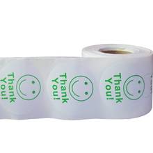 Promoção do fabricante 2 "branco semi-brilho obrigado adesivo, verde smiley 500 redondo etiqueta como promocional ou etiqueta de embalagem 2024 - compre barato