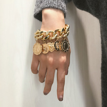 Pulsera con borlas y cadena Punk para Mujer, brazalete con borlas y monedas, joyería Retro, retrato geométrico, hip hop 2019 2024 - compra barato