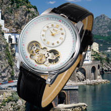 JARAGAR Tourbillon Wrap Automatic Clock Men Black Genuine Leather Strap Dual Movements Men's Mechanical Watch 2024 - buy cheap