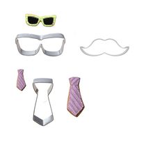 3pcs/set Mustache Tie Sunglasses Frame Metal Cookie Cutters Bakeware Cake Decorating Biscuit Stamp Kitchen Baking Accessories 2024 - buy cheap