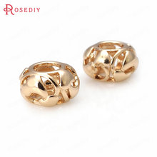 Cuentas de latón chapadas en oro de 24K y 11x7MM, cuentas espaciadoras de gran agujero, accesorios de alta calidad para pulsera, 6 uds. 2024 - compra barato