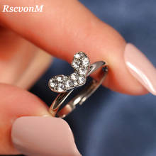 RscvonM модное серебряное цветное регулируемое обручальное кольцо в форме сердца для женщин женское простое кольцо с кристаллами обручальное кольцо 2024 - купить недорого