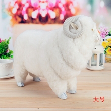 Brinquedo de simulação grande de ovelhas, boneco de plástico e peles brancas, presente de cerca de 38x15x30cm a47 2024 - compre barato