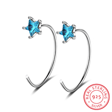 1 par de brincos fashion 925, brincos com clipe de orelha em cristal azul com estrela, brincos sem piercing, algemas para mulheres, punk charme, bijuterias 2024 - compre barato