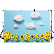 Newborn Baby Floral Photography Backdrops Sunflower Clouds Photographic Studio Photo Background Birthday Decorations Prop 2024 - buy cheap