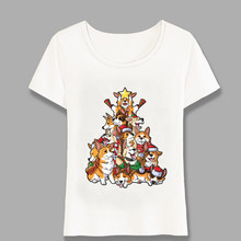 Corgi, camiseta da árvore de natal, feliz corgmas, i love corsistemas, presentes, camisetas, design de cachorro, mulheres, manga curta, camisetas para meninas, harajuku 2024 - compre barato