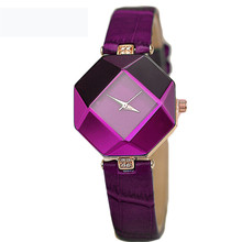 Женские кварцевые часы, с геометрическим узором, огранка камня, из кристаллов и кожи, 5 цветов 2024 - купить недорого