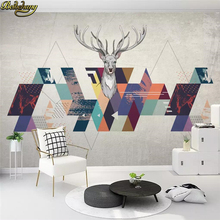 beibehang Custom Modern wallpapers for living room Nordic abstract geometric triangle deer mural background 3D murals wall paper 2024 - buy cheap