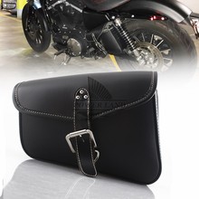 Frete grátis bolsa couro pu para motocicleta nova, preta, bagagem, lado esquerdo, motoqueiro, harley sportster xl 883 2024 - compre barato