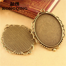 RONGQING 40*30MM 20pcs/lot line Retro Necklace Tray Cabochon Base Setting DIY Accessories Wholesale Craft 2024 - buy cheap