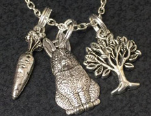 New Tibetan Silver Easter Hare Rabbit Bunny & Carrots Necklace Charms Collar Sweater Chain Pendant Necklace Easter jewelry gift 2024 - buy cheap