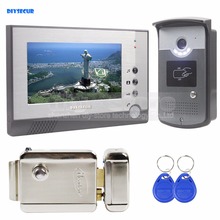 DIYSECUR Electric Lock 7 inch Color Video Door Phone Visual Intercom Doorbell Card Key Reader RFID LED Night Vision Camera 1 V 1 2024 - buy cheap