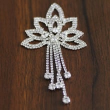Small Size crystal clear rhinestone applique shoulder chain with tassel wedding dress Hair decoration DIY sew on stone Brooch 2024 - buy cheap