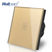 1 Gang 1 Way Luxury EU Light Switch 86*86MM  Wallpad Gold Glass Round Box EU European Standard LED Switch Touch Free Shipping 2024 - buy cheap