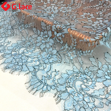 GLace3M/lot Eyelash LACE  Blue lace fabric for  wedding derss decoarion clothing fabric House accessory GLJ001 2024 - buy cheap