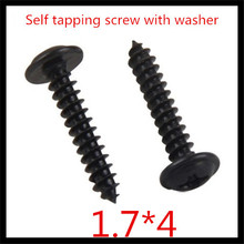 1000pcs/lot M1.7*4 Steel With black round head cross recessed countersunk self tapping screw with washer. 2024 - buy cheap