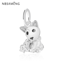 Original 925 Sterling Silver Beads Bull Terrier Puppy Pendant Charm Fit   Bracelet Bangle Women Beads For Jewelry Making 2024 - buy cheap