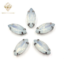 Free shipping Matt White opal Horse eye sew on rhinestones flatback Resin Leaf shape loose rhinestones DIY garment Accessories 2024 - buy cheap