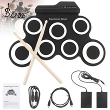 SLADE Portable Electronic Digital USB 7 Pads Roll up Set Silicone Electric Drum Kit with Drumsticks and Sustain Pedal 2024 - buy cheap