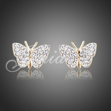 Jenia Cute Yellow Gold Color Austrian Crystal Lovely Butterfly Stud Earring for Girl Women XE113 2024 - buy cheap