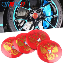 Car styling New Red 4pcs 56.5mm Coat of Arms of Russia eagle Emblem 3D aluminum Wheel Center Hub sticker badge Auto accessories 2024 - buy cheap