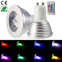 Foco de luz bombilla LED para lámpara RGB GU10, 3W, 16 colores, alta calidad, mando a distancia IR 24 teclas, 5 unidades 2024 - compra barato